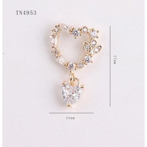 5pcs TN4953 Crystal Zircon Valentines Day Pendant Nail Art Rhinestone nails accessories love nail art decoration 3D Nail charms