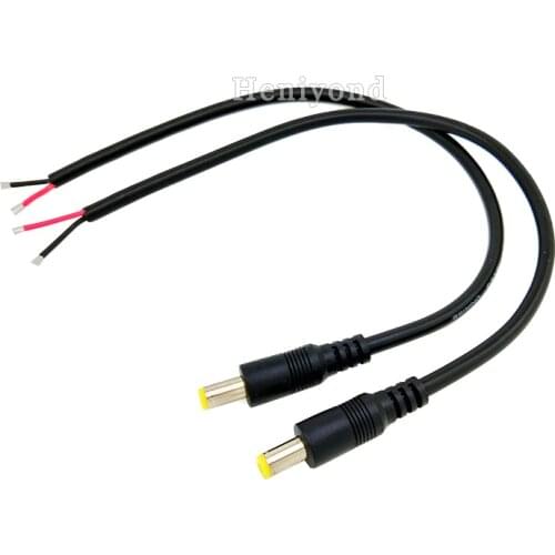 High quality 18AWG 5PCS DC Jack 5.5x2.1mm plug power supply cord male Extension Cable /DC male for led strip or cctv camera