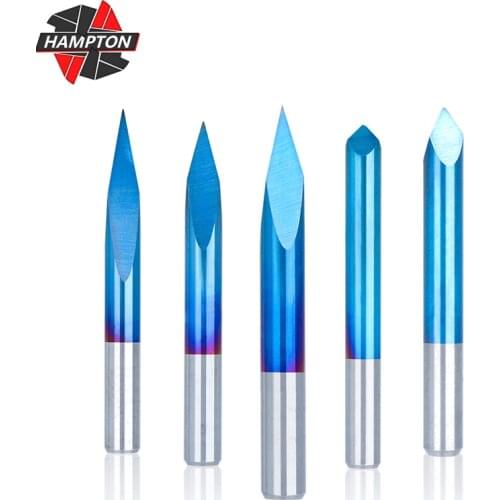 6mm Shank 3 Edge Pyramid Engraving Bits 20-90 Degrees 3D Milling Cutter Nano Blue Coated Carving Cutter CNC Router Bit