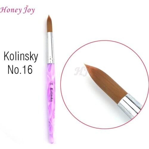 Promotion New Arrival Size #16 Kolinsky Professional Painting Nail Acrylic Brush Purple Handle Acrylic Pincel Liquid Powder Pen