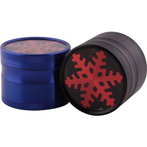 Aluminum Smoke Grinder Herb Grinder Snow Design Visible Metal Cigarette Smoking Accessories 4layers Tobacco Crusher For Smoking