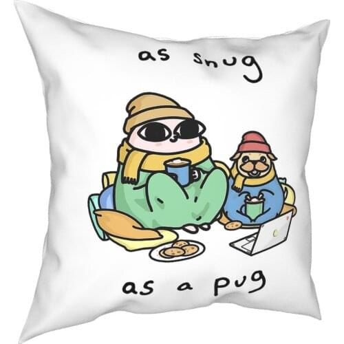 As Snug As A Pug Square Pillow Case Polyester Cushions for Sofa Ketnipz Cute Cartoon Creative Pillowcover Home Decor