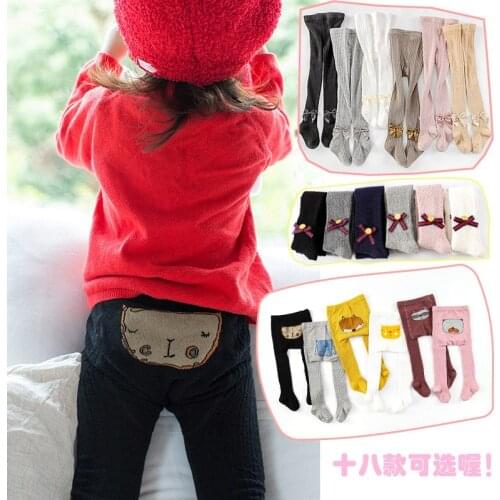 0-8Yrs Children Spring/Autumn Tights Cartoon Cotton Baby Girl Pantyhose Kid Infant Knitted Collant Tights Soft Infant Clothing