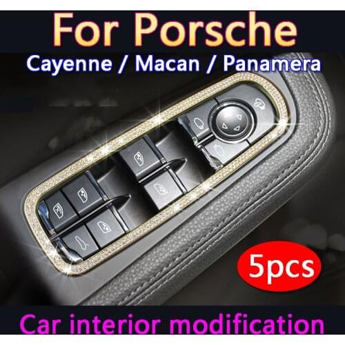 For Porsche Cayenne Macan Panamera Car Interior Beautification Modification Diamond Ornament Window Button Trim Upgrade Decorate