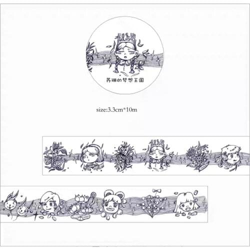 Dreamy Girl Washi Tapes Bullet Journal Masking Tape Adhesive Tape DIY Scrapbooking Washi Stickers