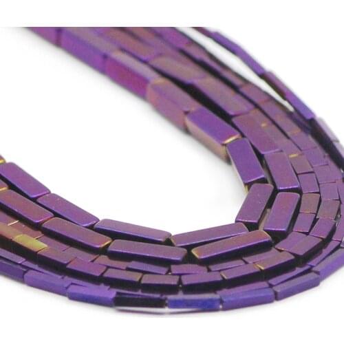Purple Rectangle Cuboid Square Natural Stone Hematite Spacer Loose Beads For Jewelry Making DIY Bracelets Accessories 4/6/9MM