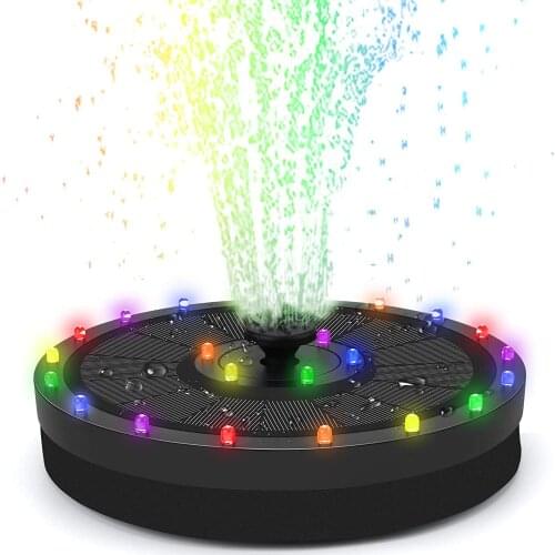 Fountain Solar Water Fountain Pump 3.5W Solar Bird Bathing Fountain 24 Colorful LED Lights For Garden Courtyard Ponds Fish Tanks