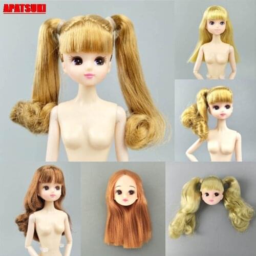 Soft Plastic DIY 1:6 Doll Head For Licca Doll Heads For 1/6 BJD Doll Head With Hair DIY Doll Accessories Kids Toy Gift for Girls