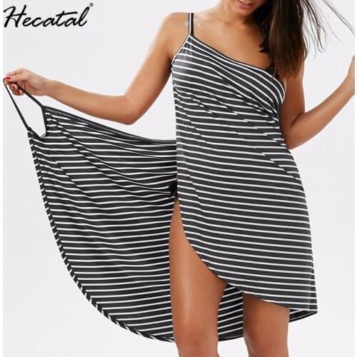 Heeatal Sling Dress Woman Striped Sling Plus Size Beach Dress for Women Summer 2021 Vintage Towel Skirt Vestido Feminino