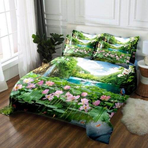Custom size 3D Bedding set twin king Queen day duvet bed cover luxury California Sheet Quilt Cover Pillowcase Lotus print
