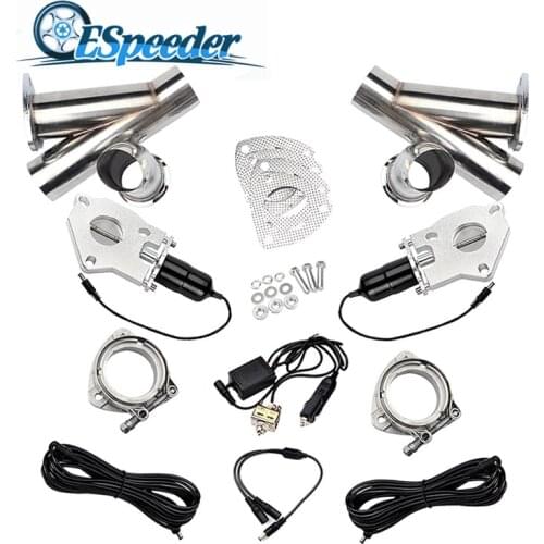 ESPEEDER 3.0 Inch Exhaust Cutout Stainless Steel Y Headers Catback Pair Manual Switch Cut Out Pipe Kit