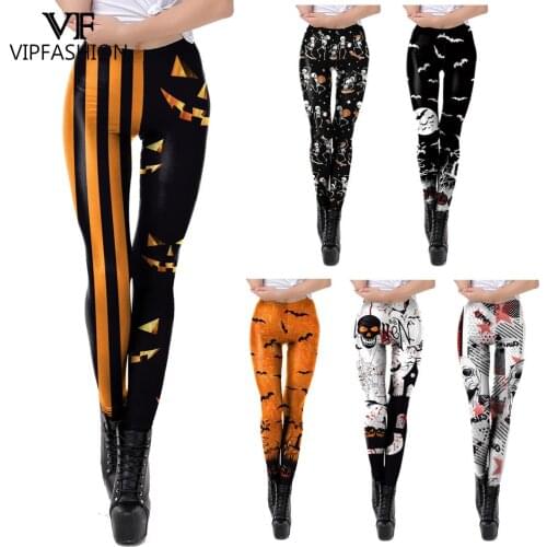 VIP FASHION Creativity Halloween Skull Print Leggings Pants Sexy Sports Fitness Casual Legging Femme Women Clothing