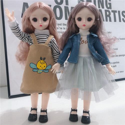 Cute Bjd-Toys 30 Cm Dress Up Doll 20 Joint 3D Eye Set Girl Toy Body-Make-Up Birthday Gift Fashion Nude-Decoration