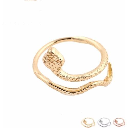 10pcs/Lot Fashion Rings Adjustable Cute Snake Ring Silver Gold Rose Gold-color Brass Jewelry for Women Girl Can Mix Color