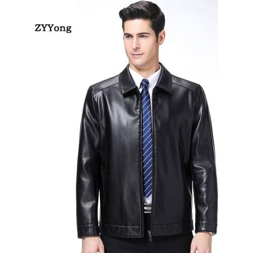Brand Autumn Winter Men PU Leather Jackets Mens Turndown Collar Leather Jacket and Coat Male Clothing