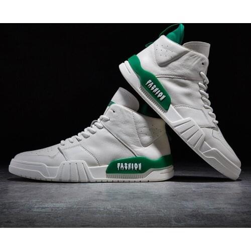 Mens shoes, leather high-top shoes, white shoes, trendy sneakers, sports casual shoes running shoes