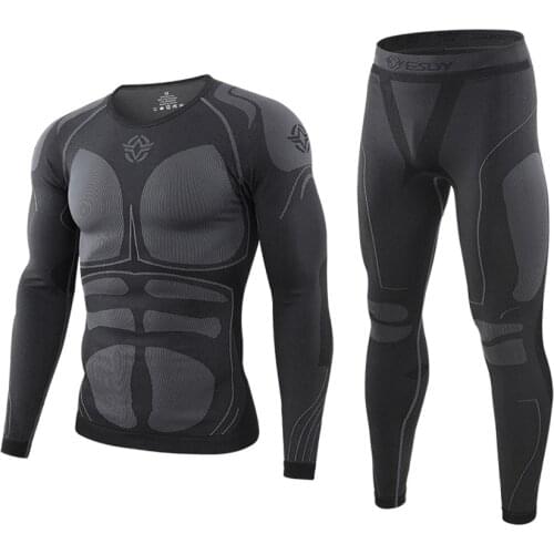 ESDY Autumn Winter Men Thermal Underwear Set Quick Dry Anti-microbial Stretch Suit Thermo for Hiking Camping Male Clothing VA720