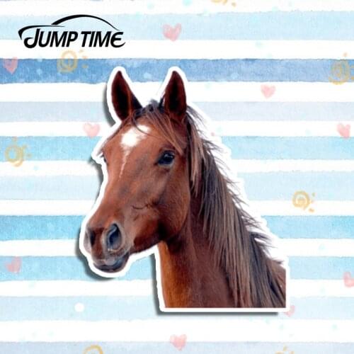 Jump Time 13cm x 11.5cm Fast Brown Horse Decal Funny 3D Car Styling Vinyl Animal Graphic Window Bumper Decor Car Stickers