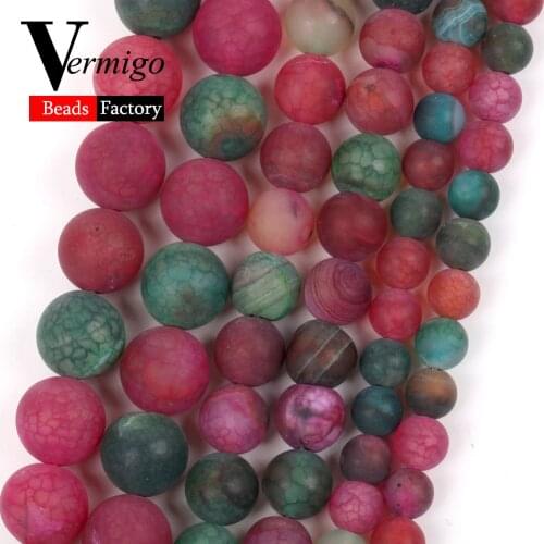 Natural Frost Matte Multicolor Dragon Veins Agates Stone Round Beads for Jewelry Making 6/8/10mm Spacer Beads diy Bracelets