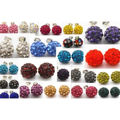 Wr23 10mm mix factory new best owpm 16 random color Crystal Beads Silver Plated Earrings Studs Jewelry