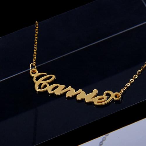 Custom Letter Name Necklace Stainless Steel Jewelry Personality Necklace For Women Golden Nameplate Pendant Gift For Girlfriend