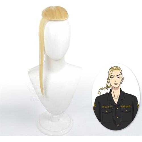 Anime Tokyo Revengers Wig Ryuguuji Ken Long Golden Hair Cosplay Wig Role Play Halloween Hair Synthetic 45cm
