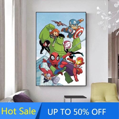 Marvel Superhero Adventures Canvas Painting Avengers Hulk Black Wall Art Nordic Posters And Prints Pictures Living Room Decor