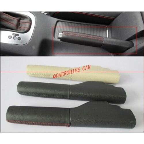 QDAEROHIVE OEM Hand Brake Cover Parking Brake Grips Red White Stitching for VW Golf 6 MK6 GTI JETTA Scirocco real leather