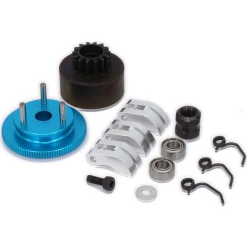 RCAWD 1set Clutch Bell HPI 14T Gear Flywheel Assembly Clutch Shoes flywheel Springs Cone & Engine Nut for 1/8 RC Car parts HSP