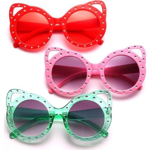 Cat Eye Sunglasses Kids Small Glasses Sun Baby Girl Oversized Shade Children Pink Sunglass Mirror Colored Lenses Vintage Style
