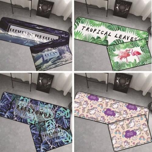 Modern Tropical Leaves Paterns Kitchen Carpets Shower Room Door Stepping Rugs Bed Side Floor Pad tappeto cucina