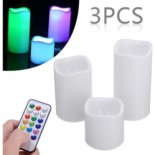 3Pcs Remote Tea Candles LED Flameless Tea Candles Remote Control Wax Colour Battery Candle Light Home Decors