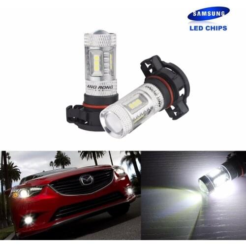 ANGRONG 2x H16 PS19W LED 15W Sidelight Daytime Running Light DRL PSX24W 5202 Bulb White 15 Samsung SMD (CA264x2)