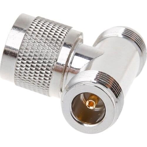 T Shape N Male To 2 N Female Triple RF Connector 3-way Coaxial Adapter