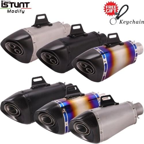 51mm Carbon fiber Universal Motorcycle exhaust Double hole muffler DB killer escape for R1 mt10 R3 ninja400 z250 z900 rc390 duke