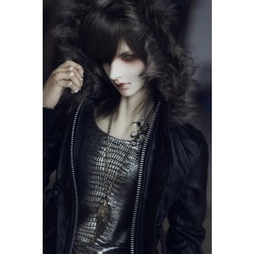 [wamami] 770# Black Hooded Fur Collar Cotton Coat For MSD DOD BJD Dollfie