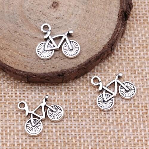 WYSIWYG 20pcs 15x13mm Bike Charms Antique Silver Color Biker Charms Bicycle Charm DIY For Jewelry Making
