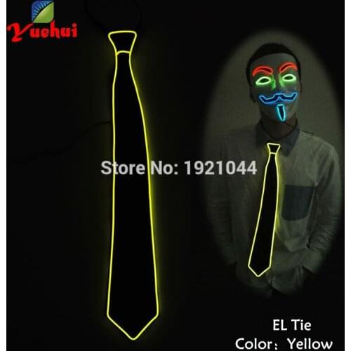 10 Fashion Colourful Hiphop Club Glowing Flashing EL Wire Neck Tie Neon Rope Tube Glowing Light Neck tie for party Decoration