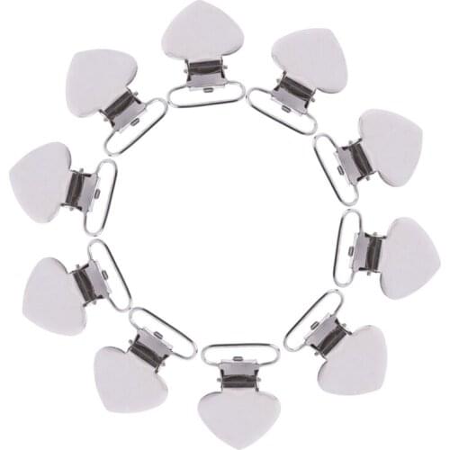 10Pcs Heart Shape Insert Baby Pacifier Metal Holder Suspender Clips Mitten Craft