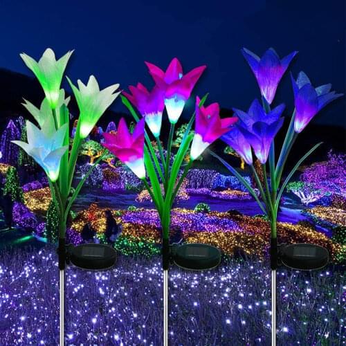 2Pcs Multicolor Lily Waterproof Solar LED Light Outdoor Garden Lawn Decorative Flower Lamp