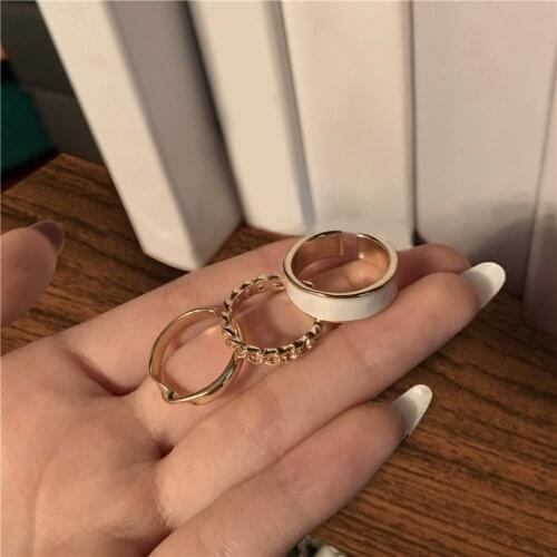 3pcs/set Hollow Out Drip Glaze Fashion Rings Korean Style Hip Hop Hand Jewelry Women Girl Rings Accessories For Friends
