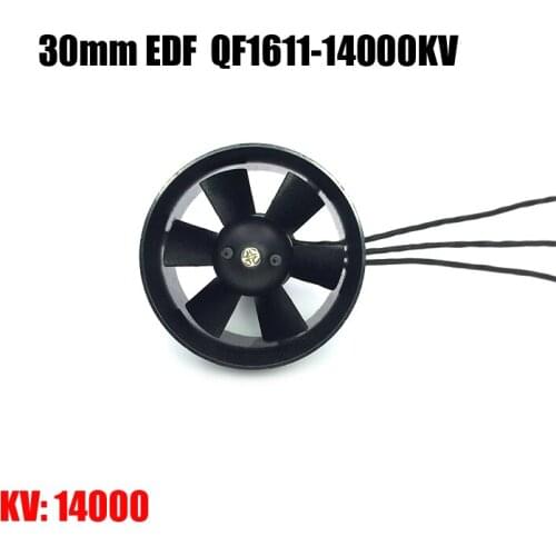 30mm EDF Ducted Fan Set 6 Blades Electric EDF with 2s Motor QF1611 7000KV / 14000KV Brushless Outrunner Motor for AirPlane