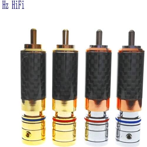 4PCS RCA Hot New OEM High Quality Carbon Fiber RCA Plug Connector Welding RCA Audio Plug