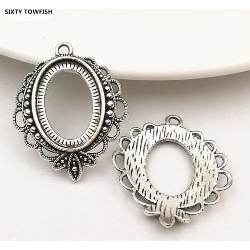 50pcs 30x25mm Inner size:13x18mm Alloy/Metal Antique Silver/Bronze Blank Vintage Cameo Pendant base Settings
