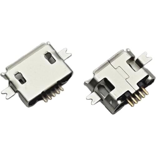 50pcs Micro connector heavy plate 1.0 SMD 2 feet Mini usb connector 5P female Tablet charging seat Mobile phone charging socket