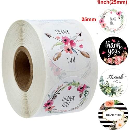 500Pcs/roll Floral Thank You Sticker for seal label scrapbooking christmas/wedding sticker decoration sticker Stationery Sticker