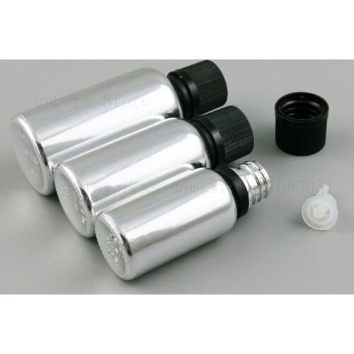 500 x 5 ml 1OZ 50ML Silver Glass Refillable Travel Bottle liquid Essential Oil Bottles Vials with reducer plug and black cap