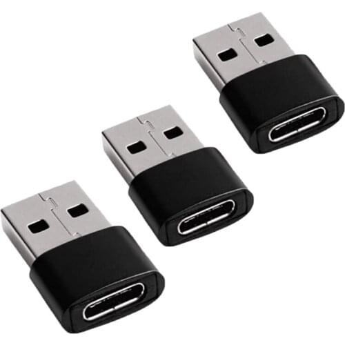 Type-C Female to USB Male Adapter,Type C to a Charger Cable Converter Compatible for Power Banks, Chargers (3 Pack)