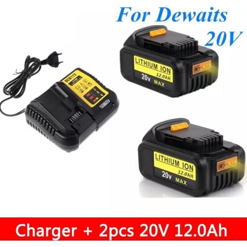 20V 12.0Ah Max. Battery Replacement Tool for DeWalt DCB184 DCB181 DCB182 DCB200 20V 5A 20 Volt 20V Battery + 3A Charge