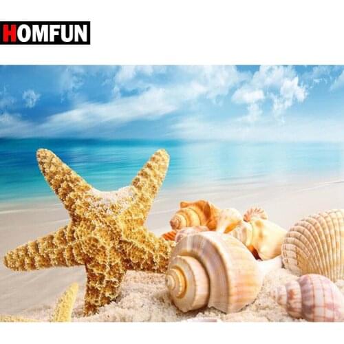 HOMFUN Full Square/Round Drill 5D DIY Diamond Painting "Starfish shell" Embroidery Cross Stitch 3D Home Decor Gift A07441 BK01